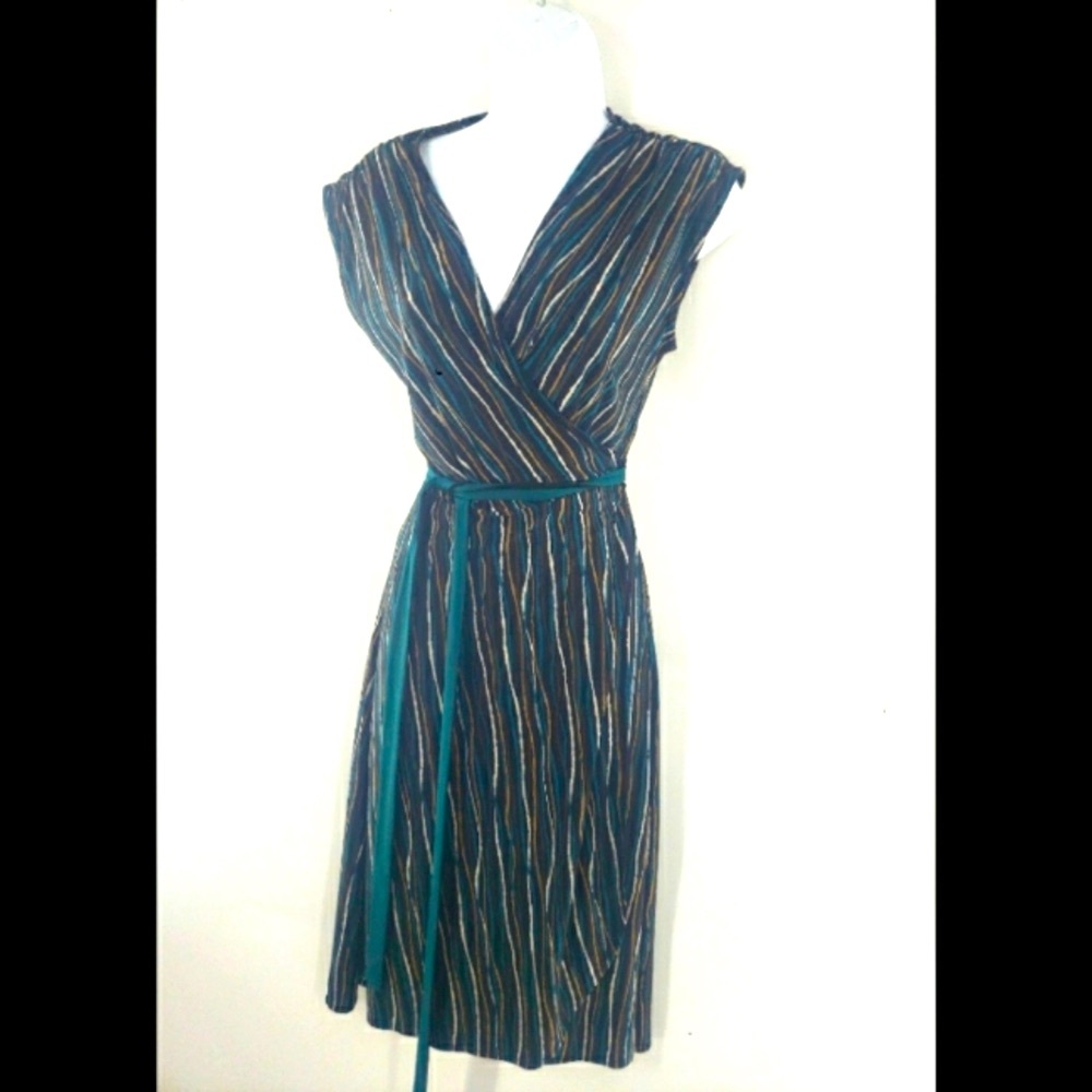 * BCBG max azria size medium black brown teal wrap dress